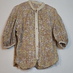 Hanni Y Cute Floral Tan Cotton Top